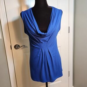 The Pyramid Collection Royal Blue Draped Blouse